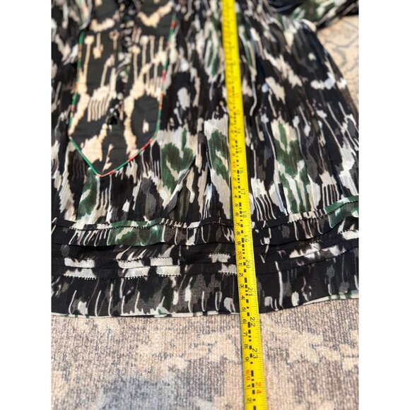 Isabel Marant Silk Multicolor Lace Up Short Sleeve Blouse Size 36 Semi Sheer - Picture 7 of 11